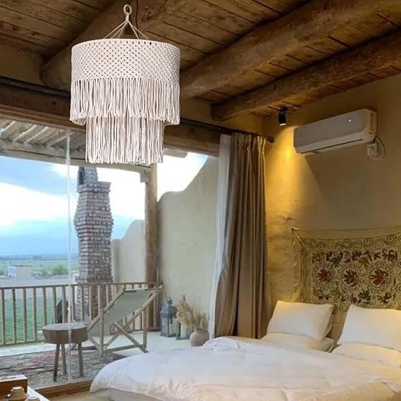 Macrame Hanging Lampshade For Home 20 inches - Leechoo